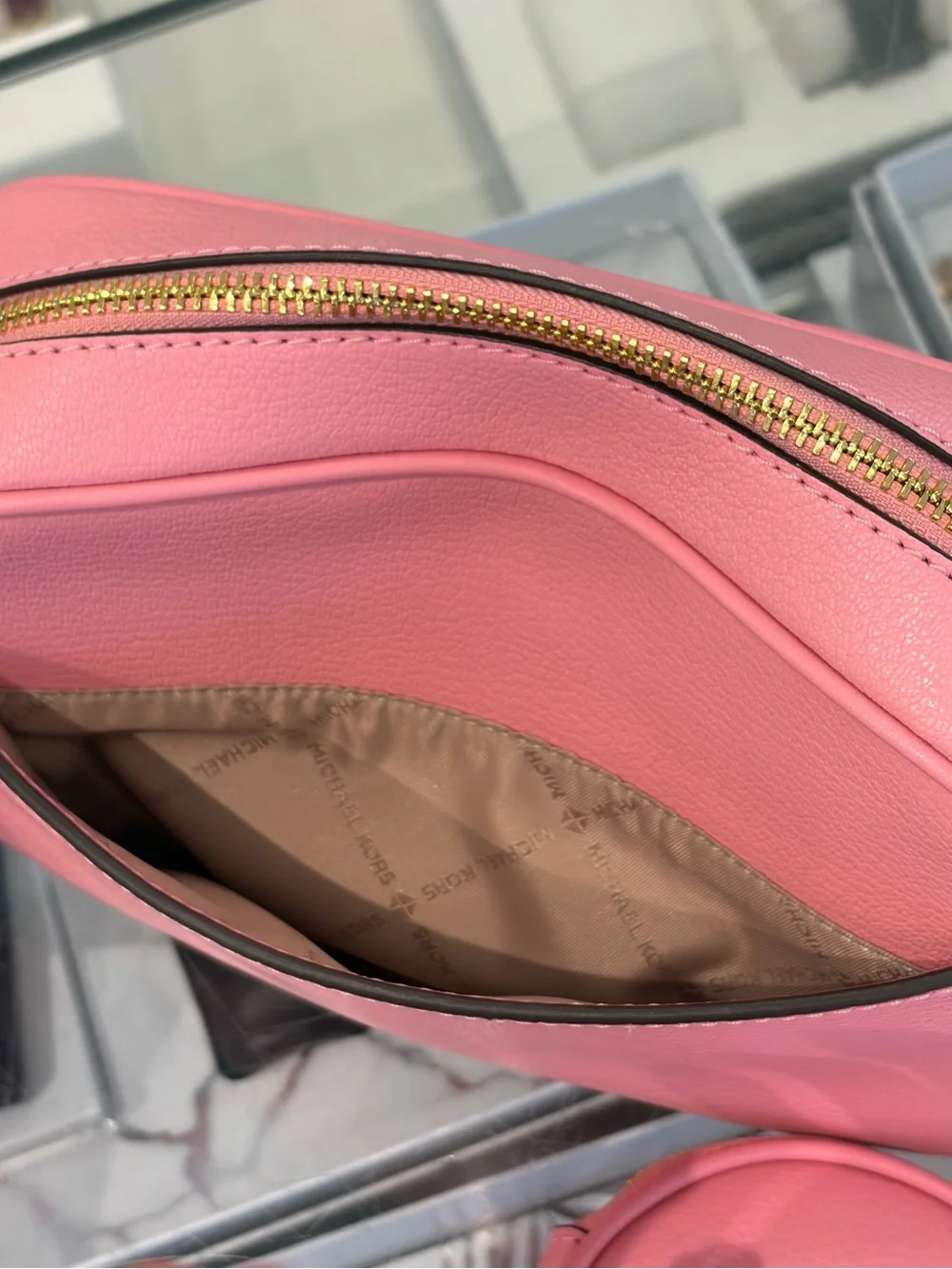 Michael Kors Pink Leather Triple-Pouch Crossbody Bag Carnation